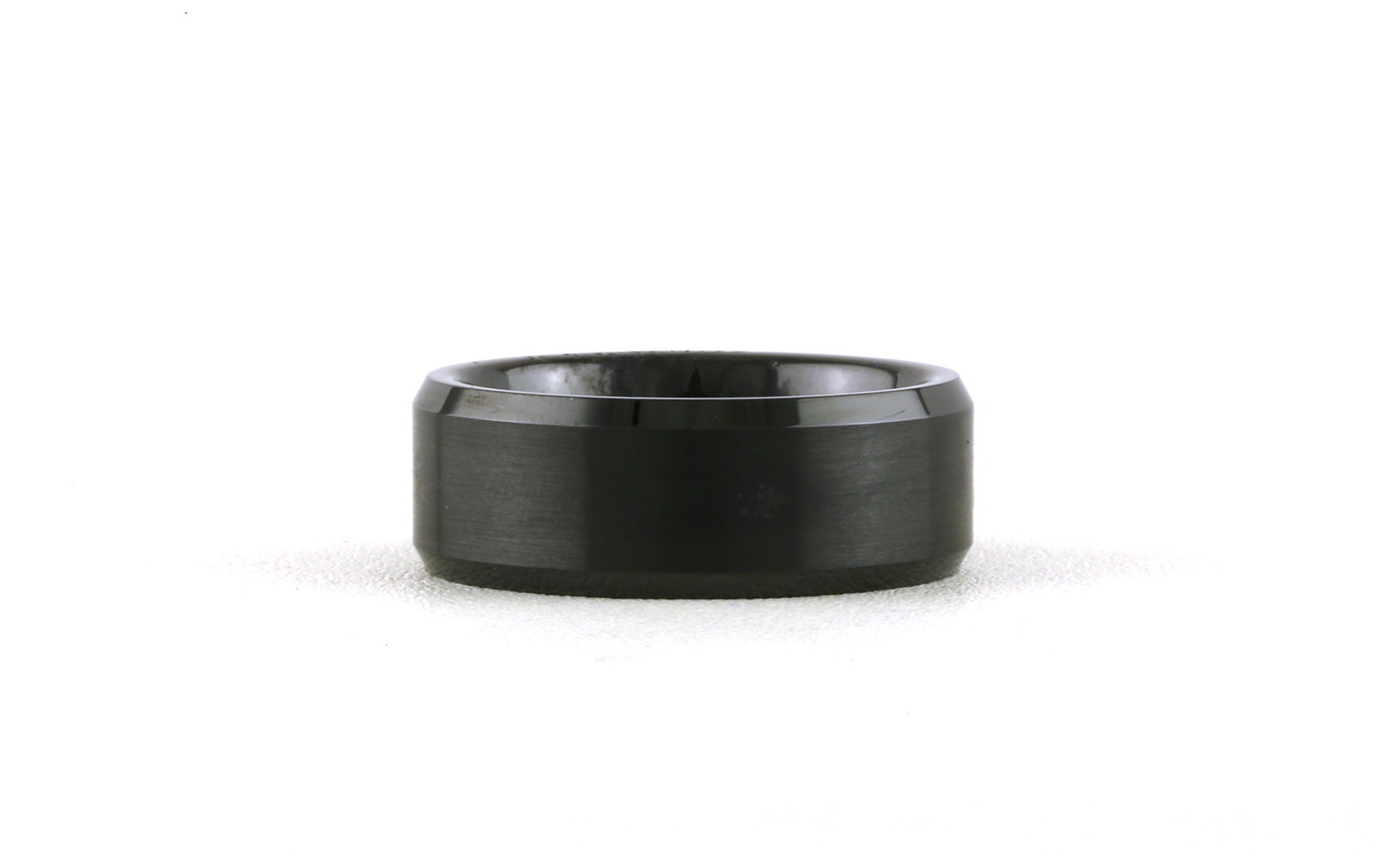Flat Comfort Fit Bevel Edge Wedding Band with Satin Finish in Black Ceramic (sz 12)