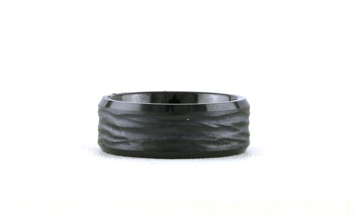 content/products/Flat Comfort Fit Bevel Edge Wedding Band with Bark Finish in Black Ceramic (sz 12)