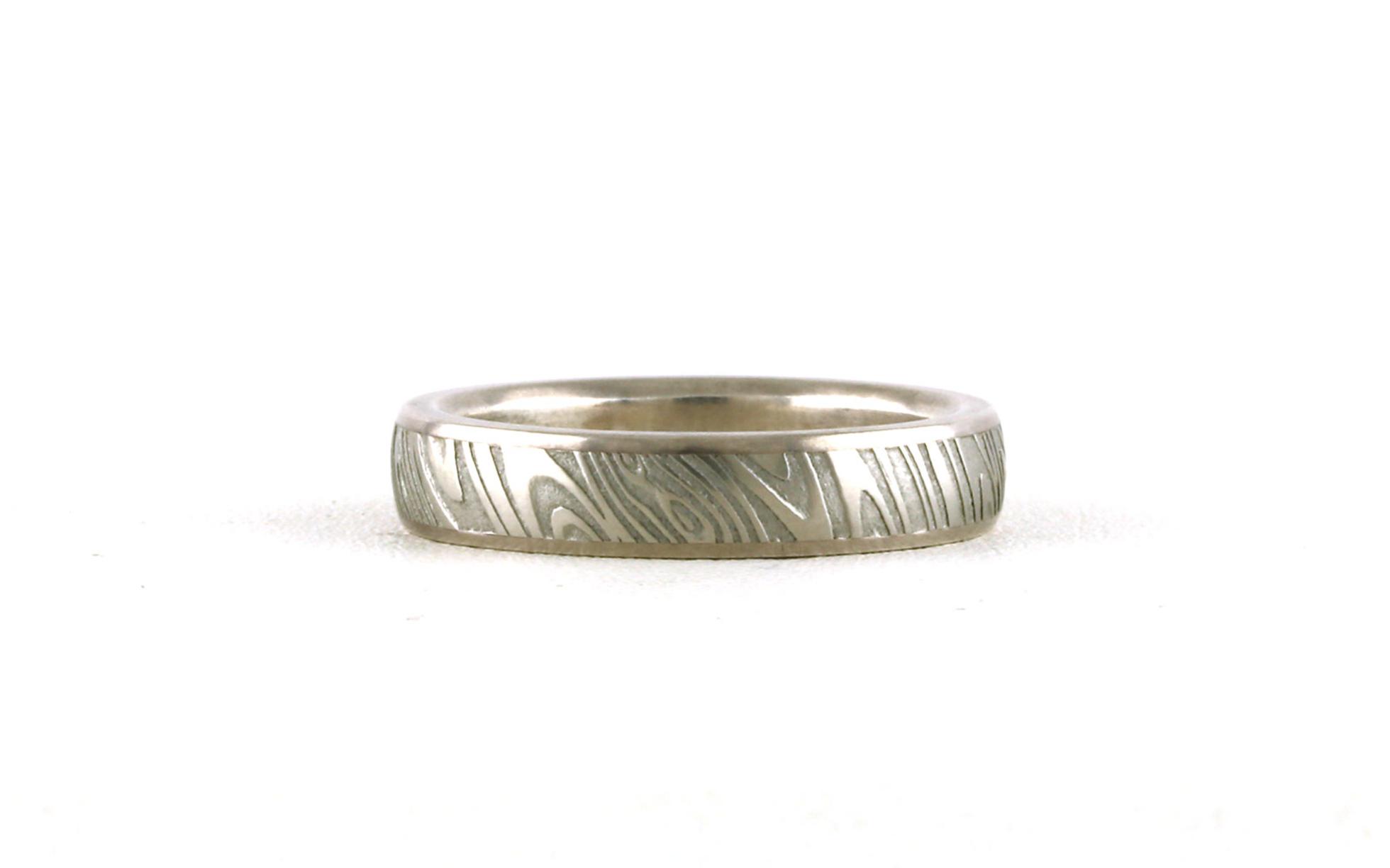 Comfort Fit Laser Engraved Damascus Pattern Wedding Band in Stainless Steel