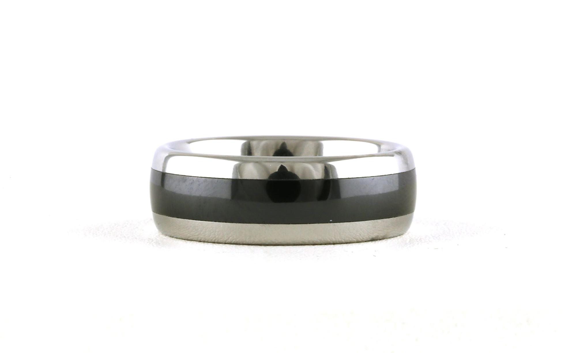 Comfort Fit Black Ceramic Inlay Wedding Band in Serinium (sz 10)