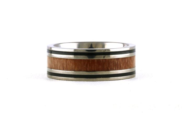 content/products/Flat Comfort Fit Wood Inlay and Double Black Line Wedding Band in Titanium (sz 11)