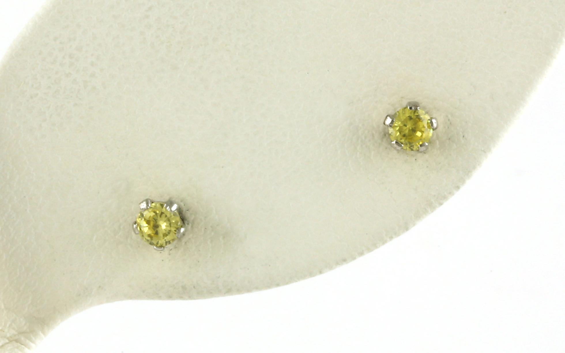 Children's Synthetic Citrine Screwback Stud Earrings in Sterling Silver