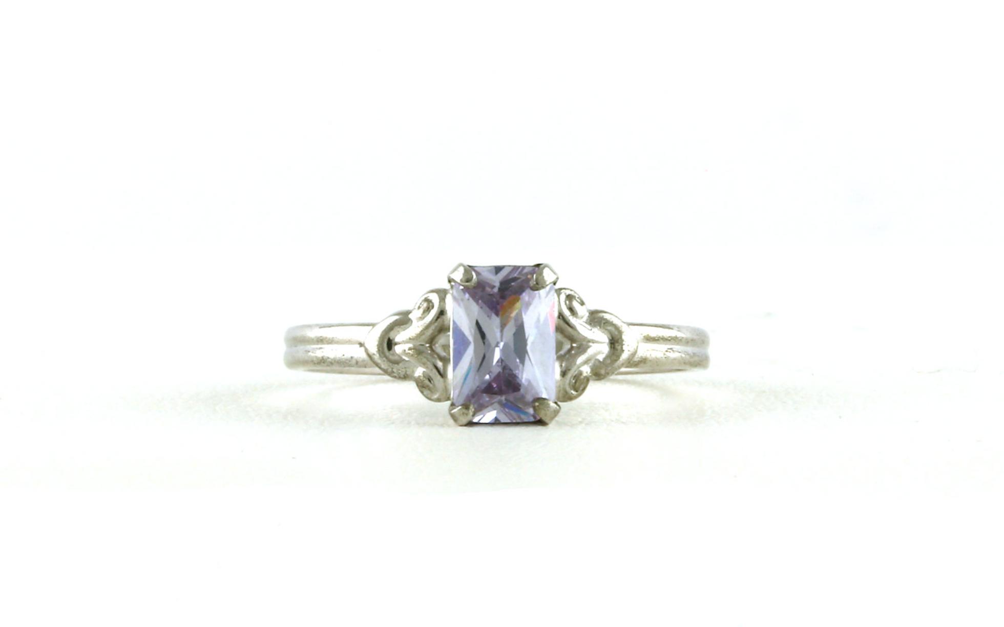 Children's Emerald-cut Synthetic Alexandrite Birthstone Ring in Sterling Silver
