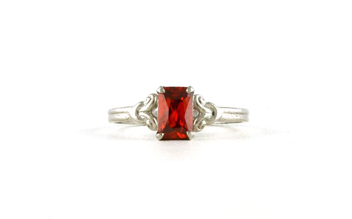 content/products/Children's Emerald-cut Synthetic Garnet Birthstone Ring in Sterling Silver