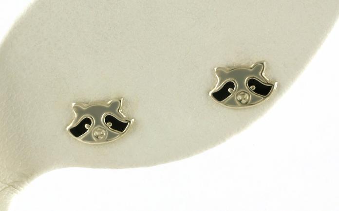 content/products/Children's Enamel Raccoon Stud Earrings in Sterling Silver