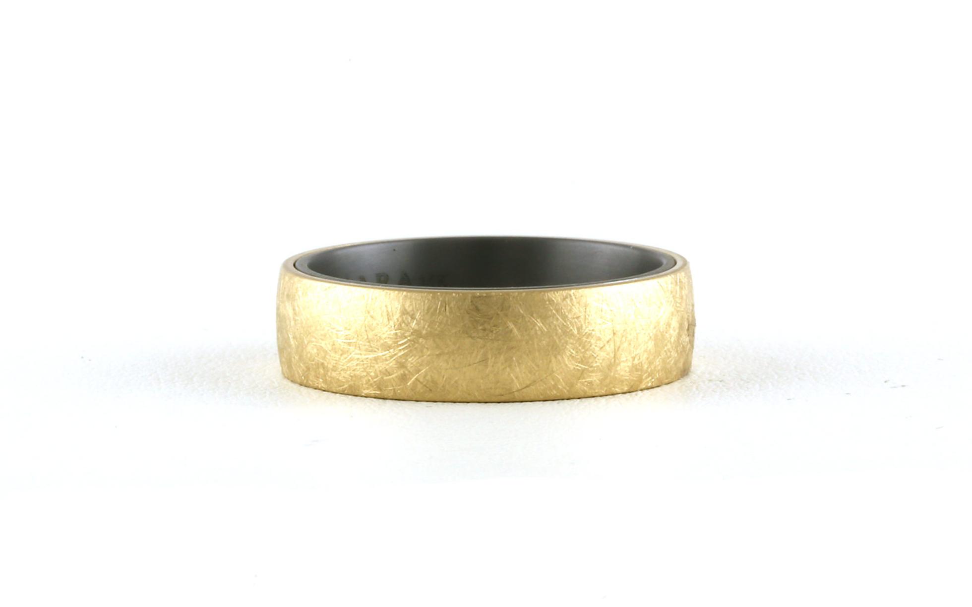 Comfort Fit Wedding Band with Swirl Texture in Double Layer Tantalum with Yellow Gold (sz 10.5)