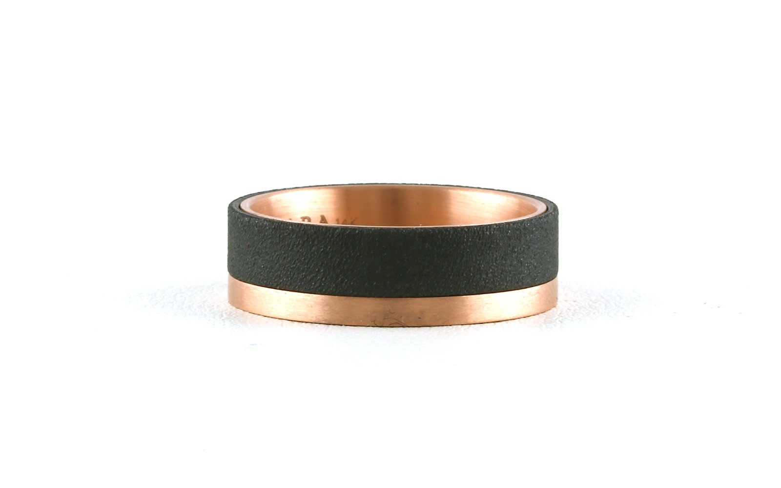 Flat Comfort Fit Wedding Band Tantalum with Rose Gold Stripe (sz 10.5)