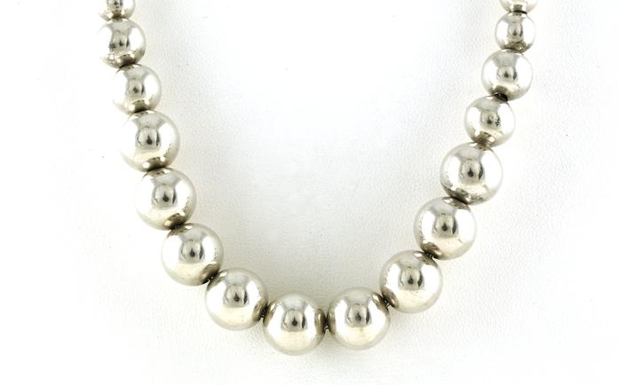 content/products/Estate Piece: Graduated Round Bead Necklace in Sterling Silver