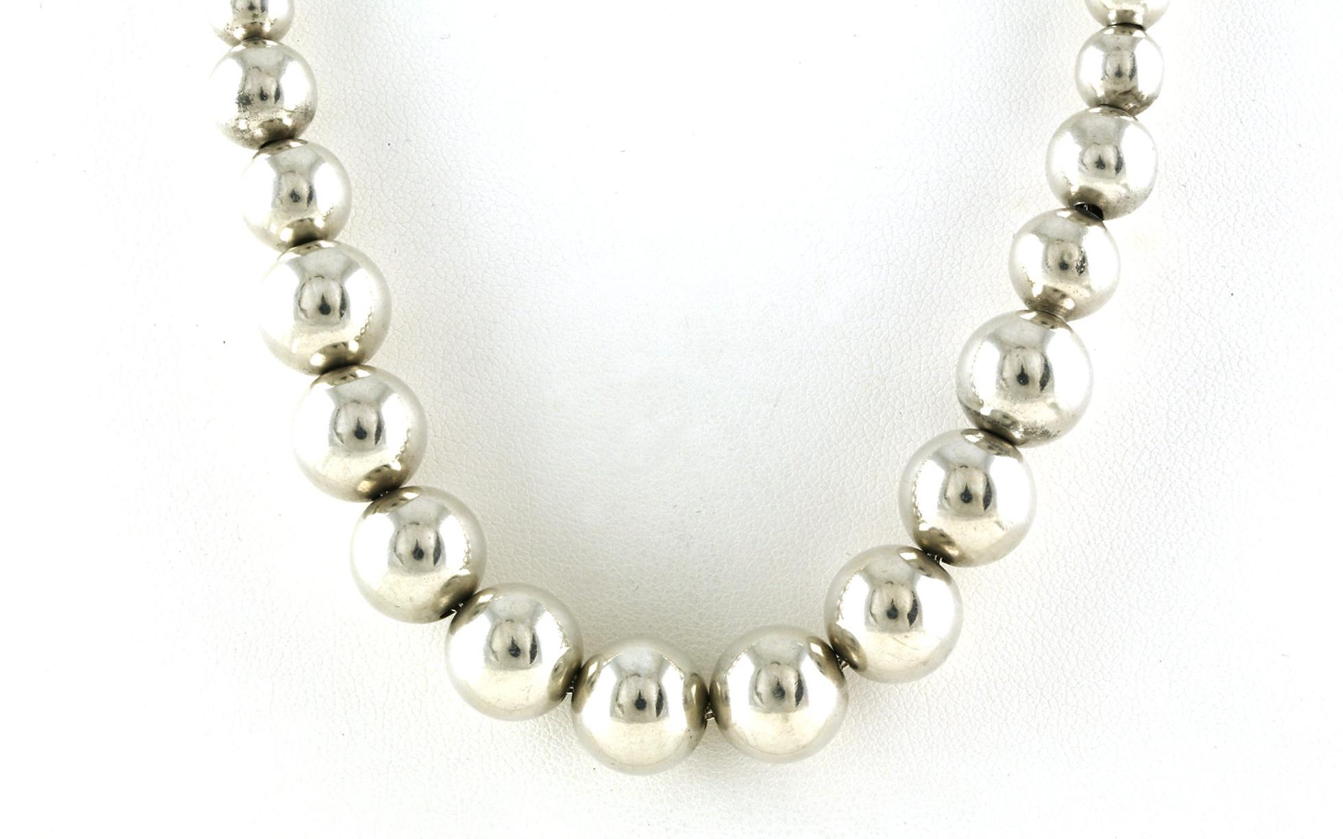 Estate Piece: Graduated Round Bead Necklace in Sterling Silver