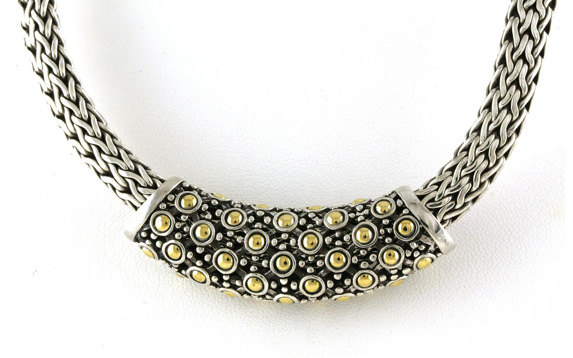 Estate Piece: John Hardy Dot Slide on Classic Chain Necklace in Two-tone Sterling Silver and Yellow Gold