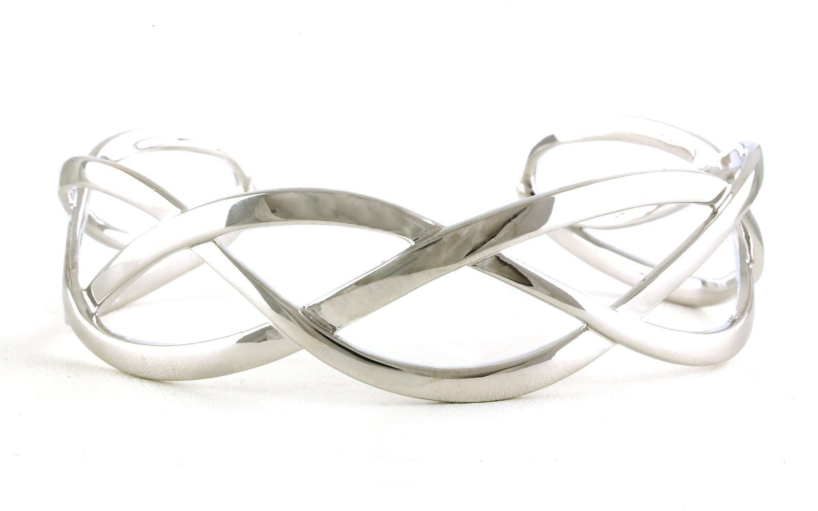3-Row Wide Woven Cuff Bracelet in Sterling Silver