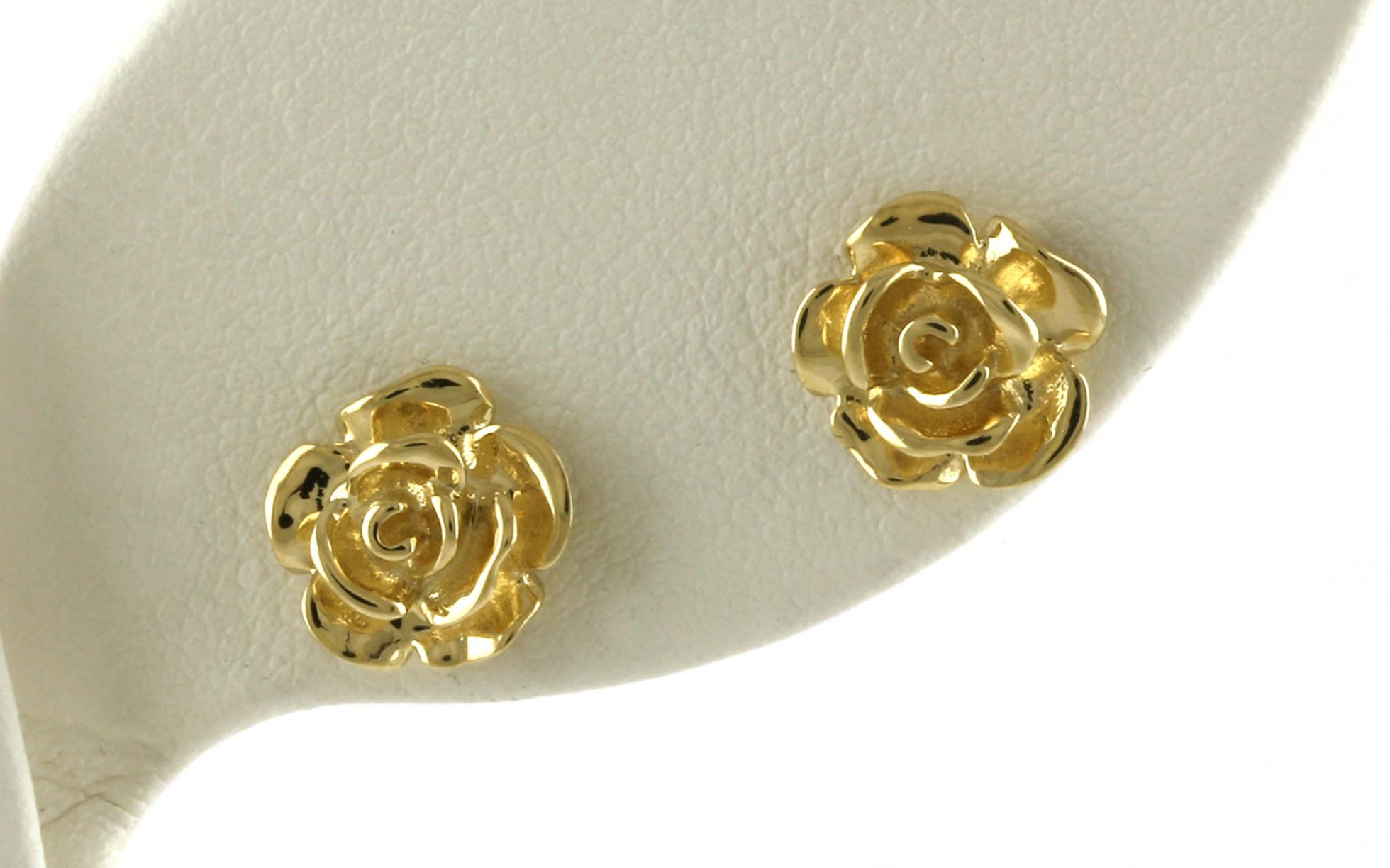 Rose Stud Earrings in Yellow Gold