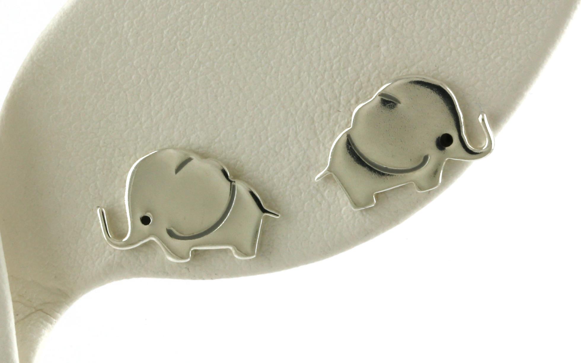 Elephant Stud Earrings in Sterling Silver
