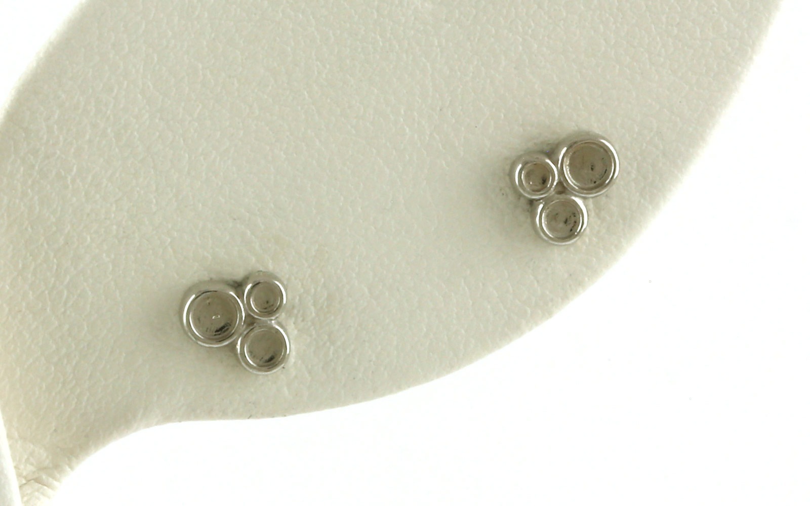 Triple Circle Cluster Stud Earrings in White Gold