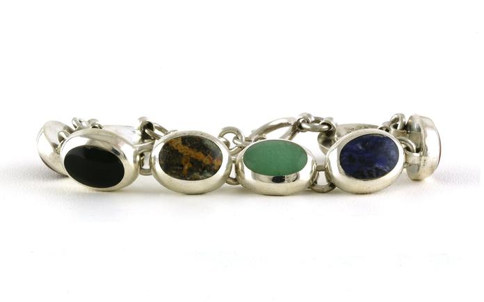 content/products/Estate Piece: Bezel-set Multiple Colored Stone Bracelet in Sterling Silver
