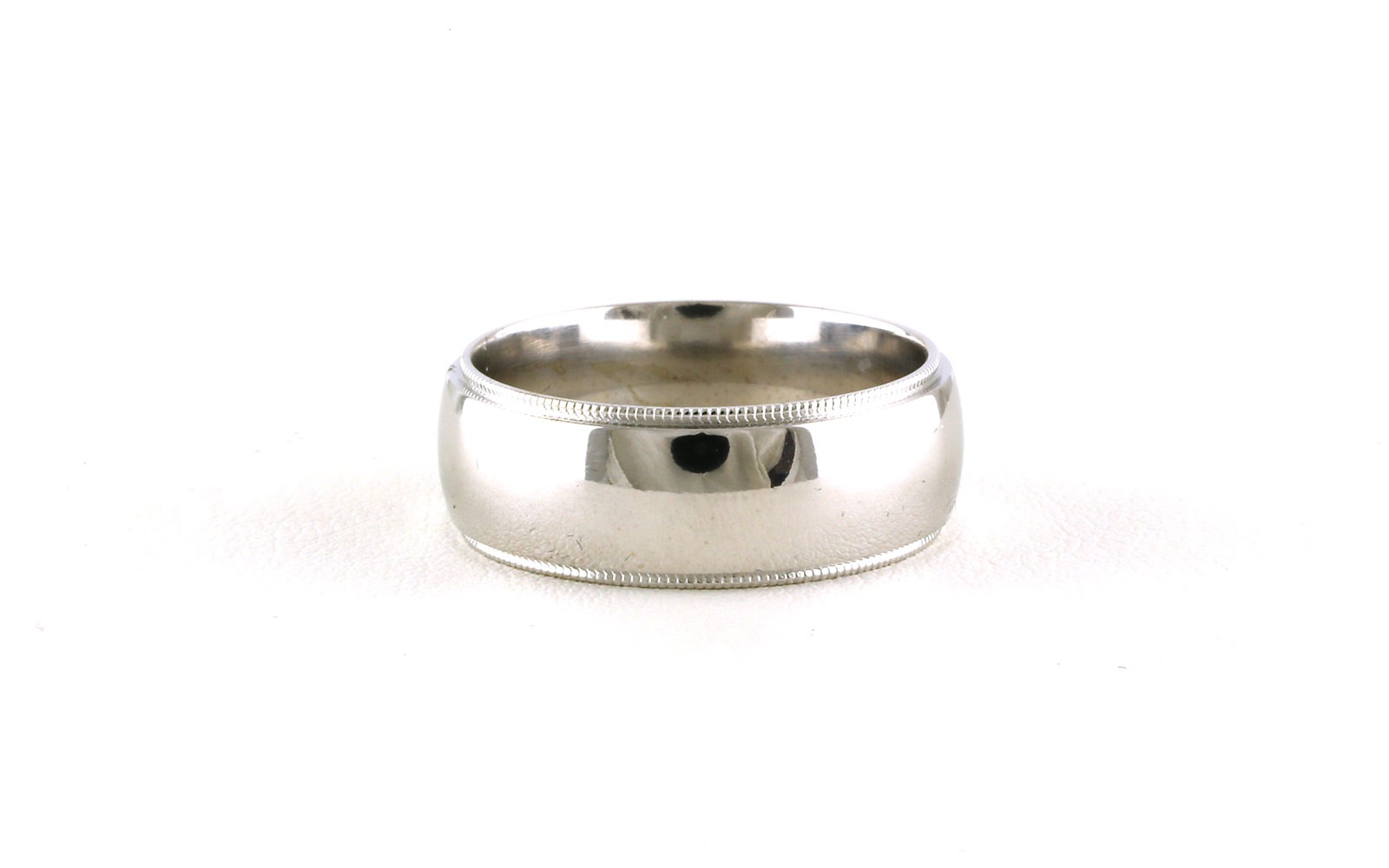 Comfort Fit Wedding Band with Milgrain Edge in White Gold (8 mm)