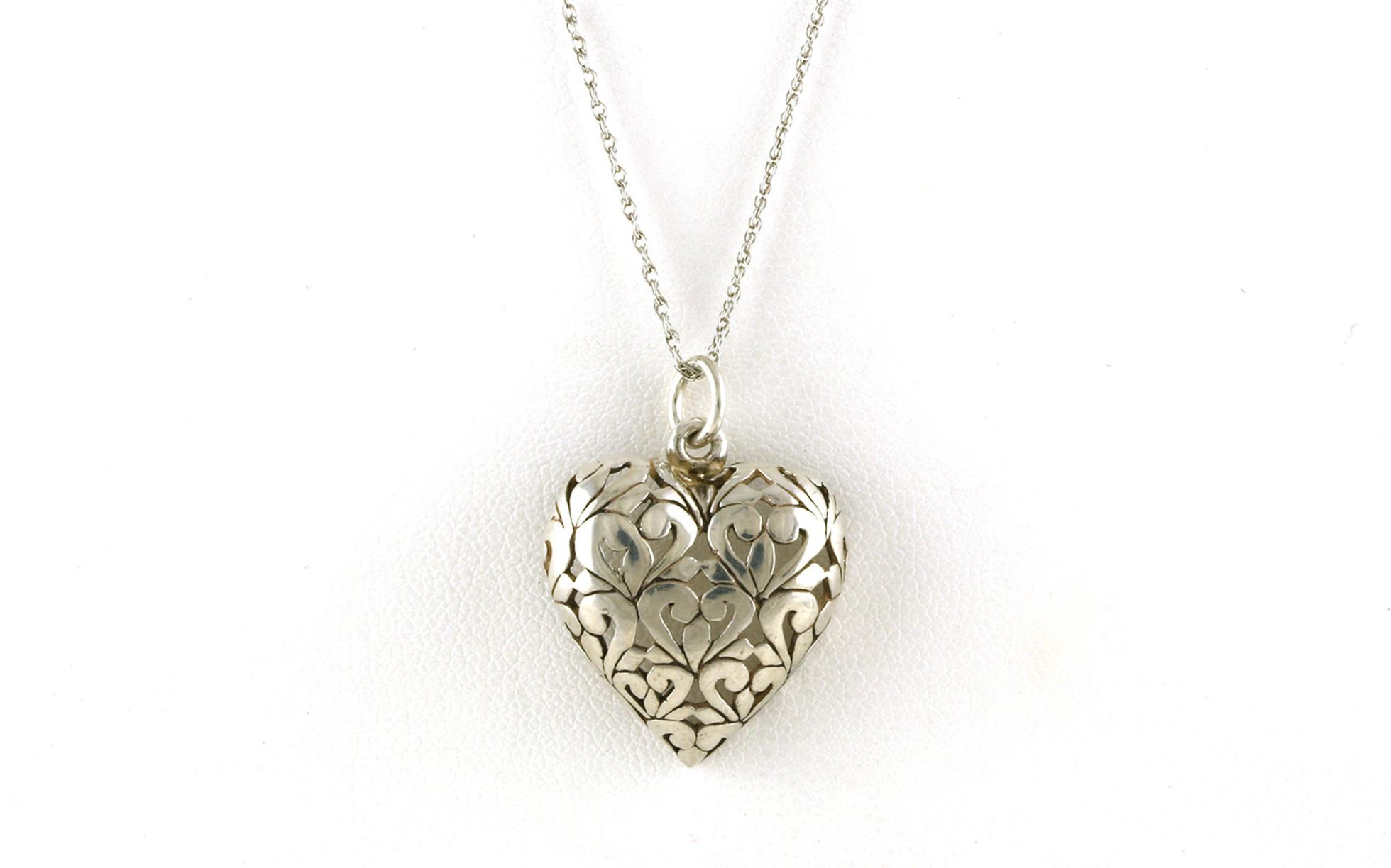 Estate Piece: Filigree Heart Necklace in Sterling Silver