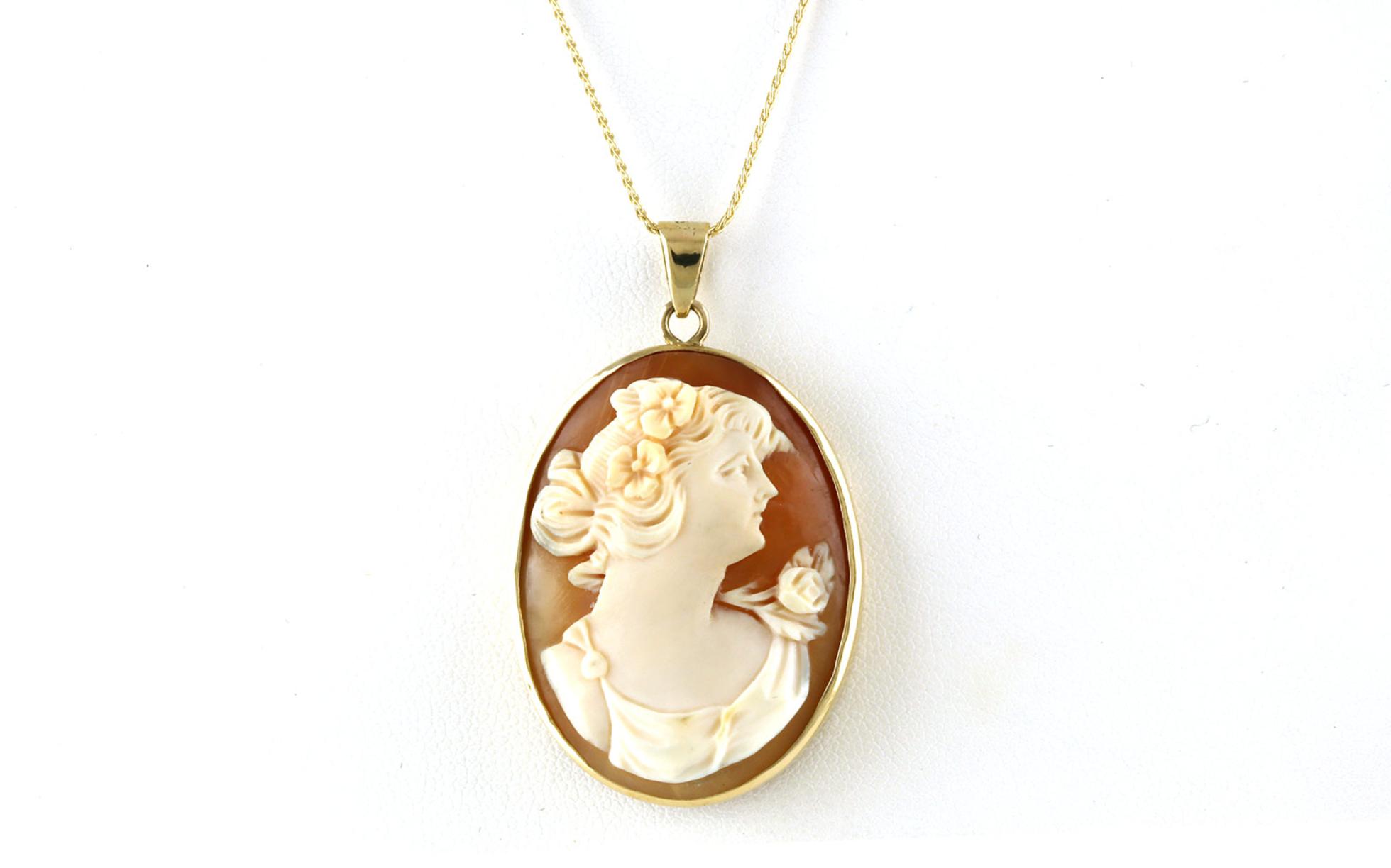 Estate Piece: Shell Cameo Necklace in Yellow Gold
