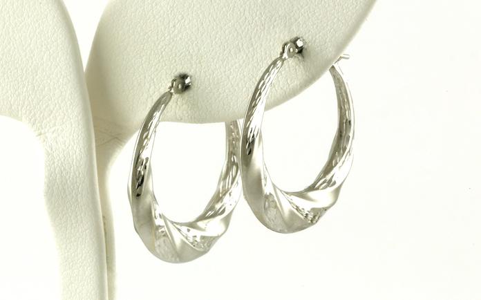 content/products/Estate Piece: Hollow Twisted Hoop Earrings in White Gold