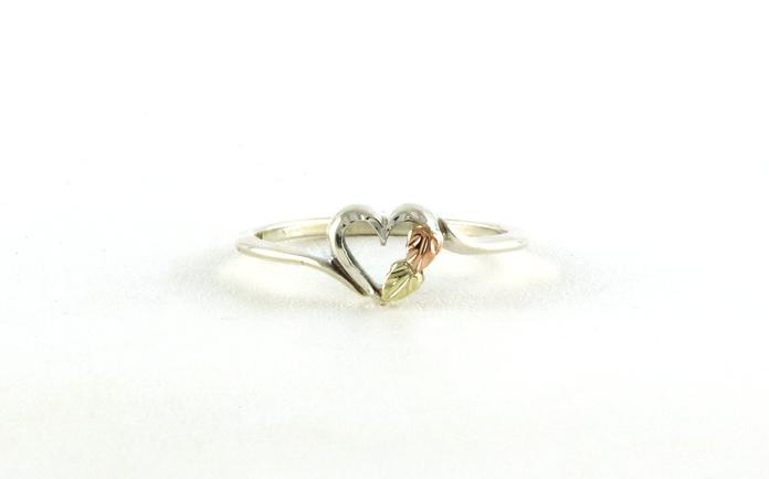 content/products/Estate Piece: Heart Ring with Black Hills Gold Leaves in Sterling Silver and Rose and Yellow Gold