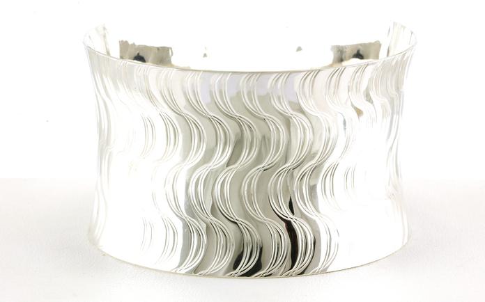 content/products/Estate Piece: Wide Cuff-style Bracelet with Wavy Texture in Sterling Silver