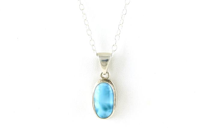content/products/Estate Piece: Bezel-set Oval Larimar Necklace in Sterling Silver