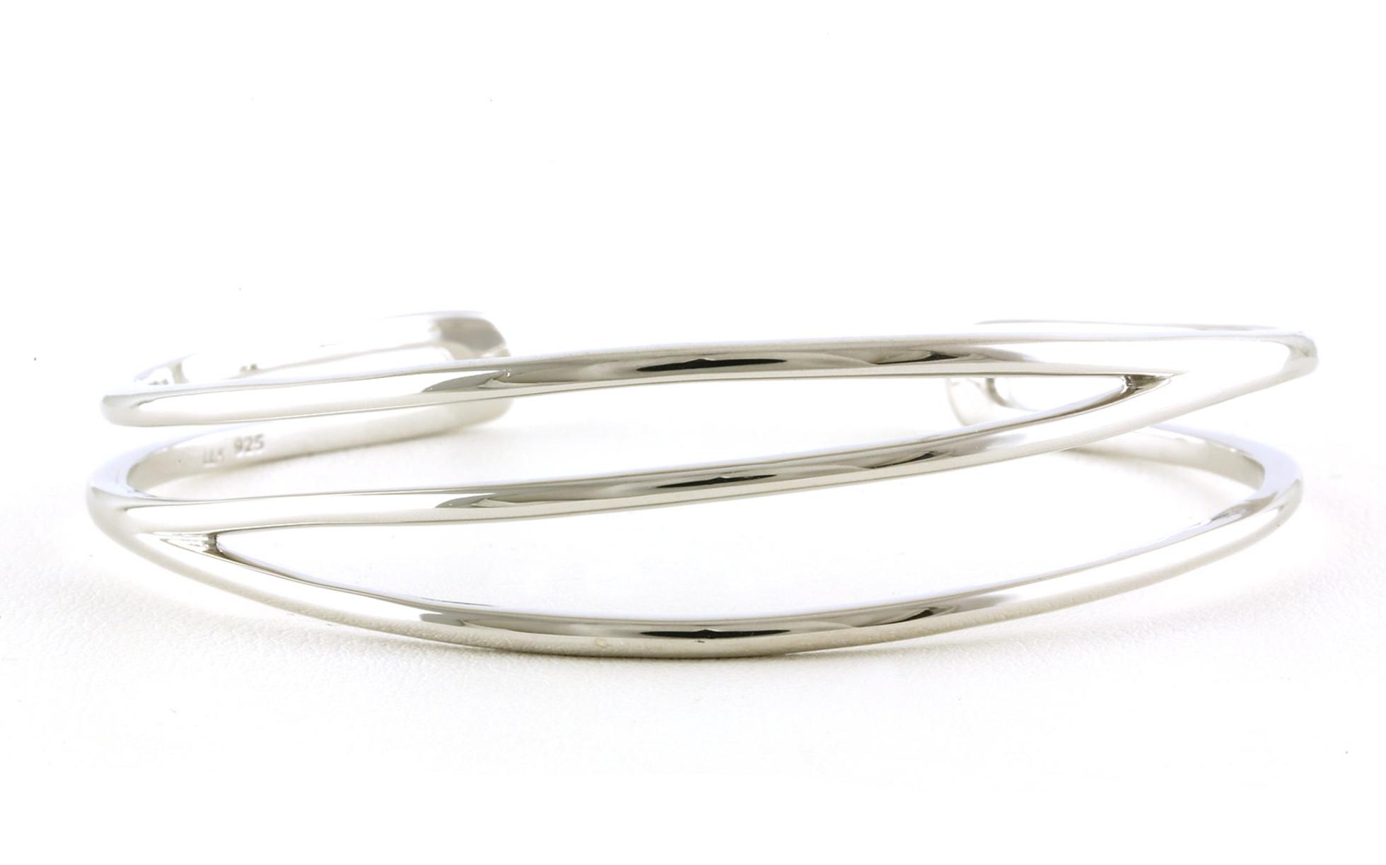 3-Row Angled Wide Cuff Bracelet in Sterling Silver