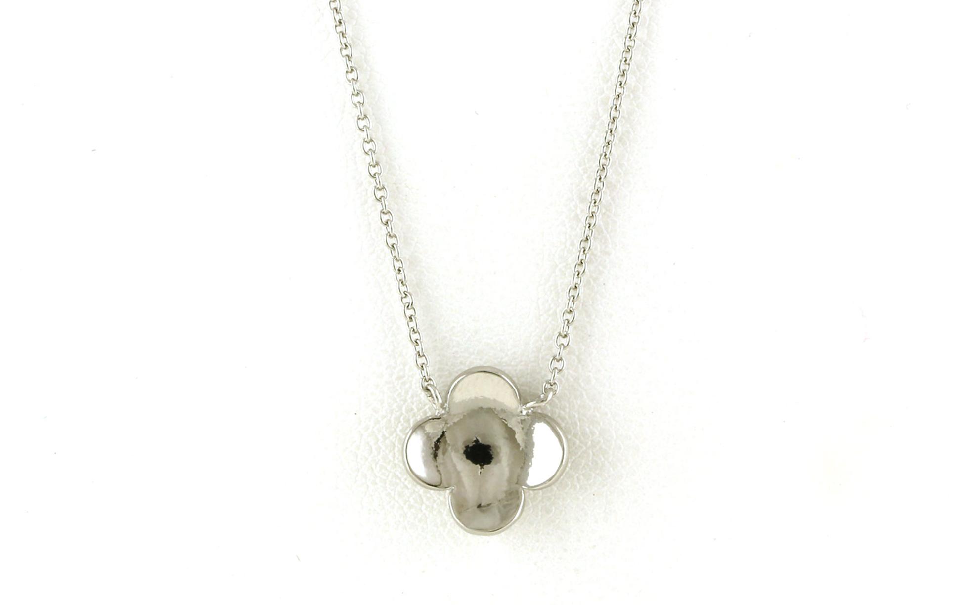Concave Clover Necklace on Split Chain in Sterling Silver