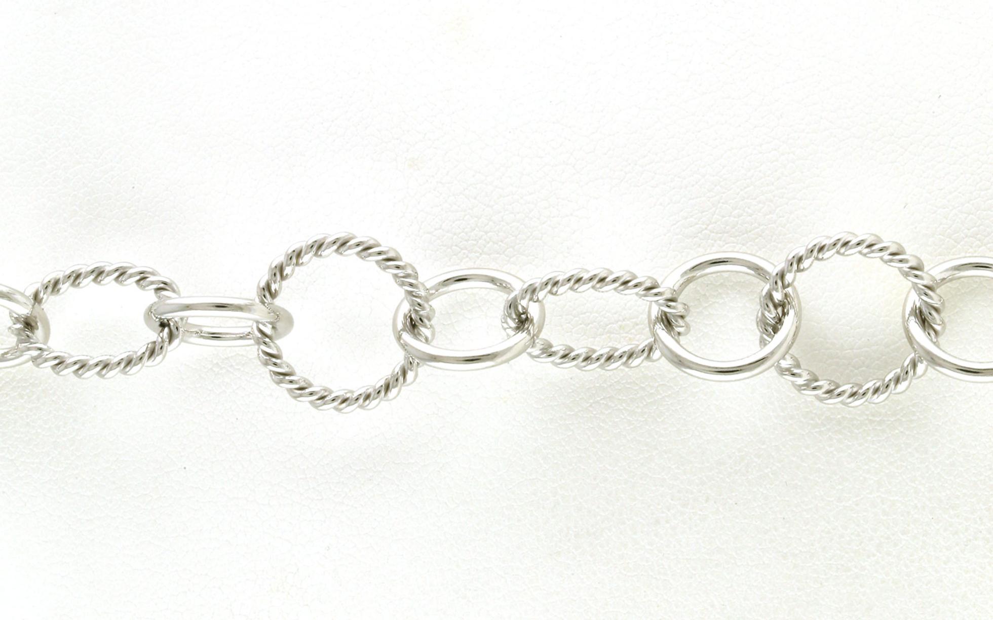 Alternating Rope and Polished Link Bracelet in Sterling Silver