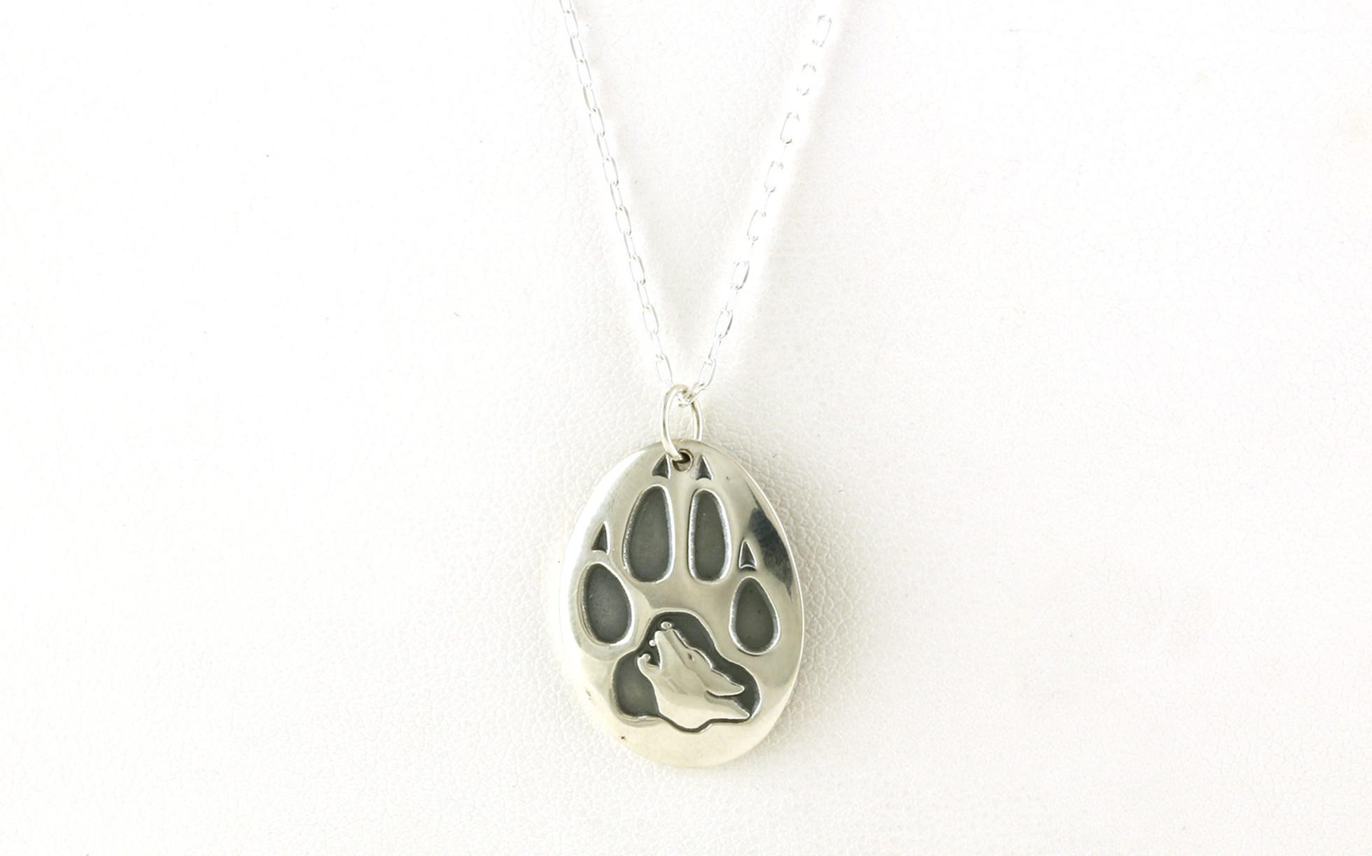 Estate Piece: Paw Print and Wolf Head Charm in Sterling Silver