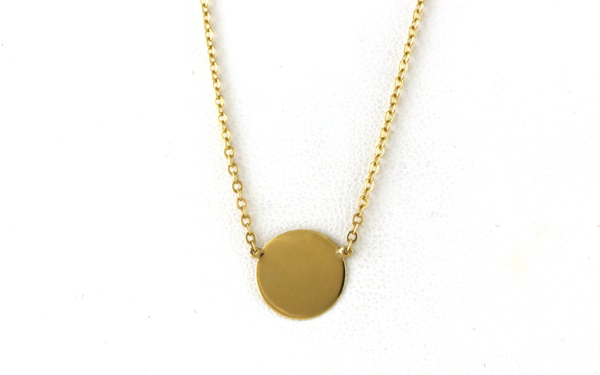 Plain Disc Necklace in Yellow Gold