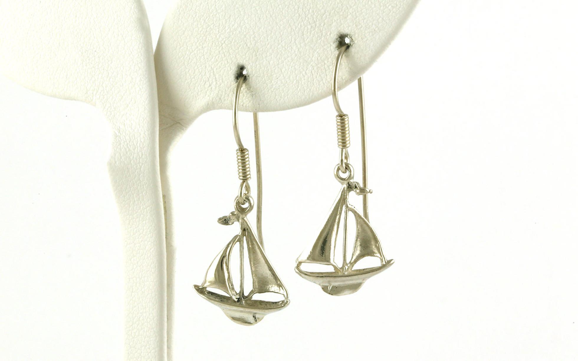 Estate Piece: Sail Boat Dangle Earrings in Sterling Silver