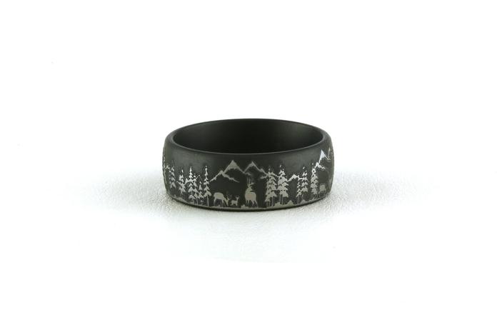 content/products/Comfort Fit Wedding Band with Wilderness Scene Laser Engraved in Dark Tantalum (sz 10)