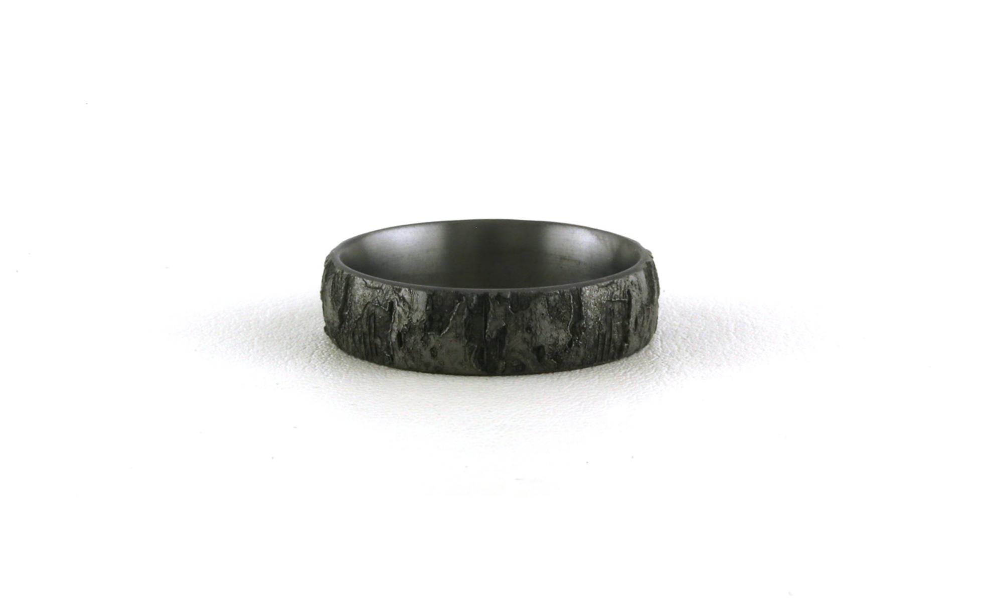 Comfort Fit Wedding Band with Wall Fracture Texture in Grey Tantalum (sz 10)