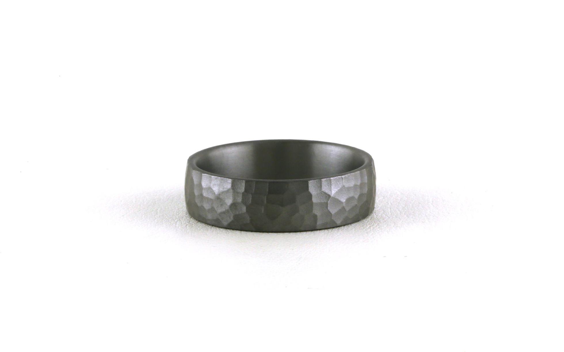 Comfort Fit Wedding Band with Hammered Finish in Grey Tantalum (sz 10)