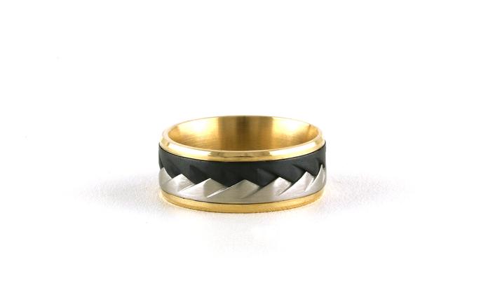 content/products/Flat Comfort Fit Woven Wedding Band  in Yellow and White Gold and Dark Tantalum (sz 10)