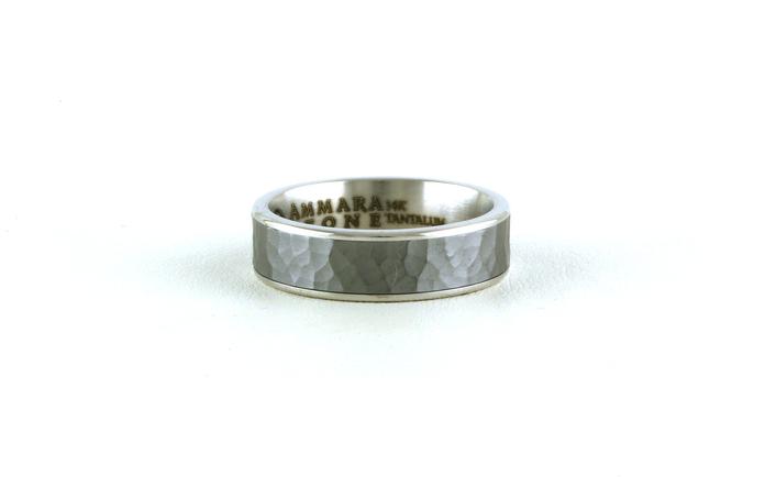 content/products/Flat Comfort Fit Wedding Band with Hammered Finish Center in White Gold and Grey Tantalum (sz 10)