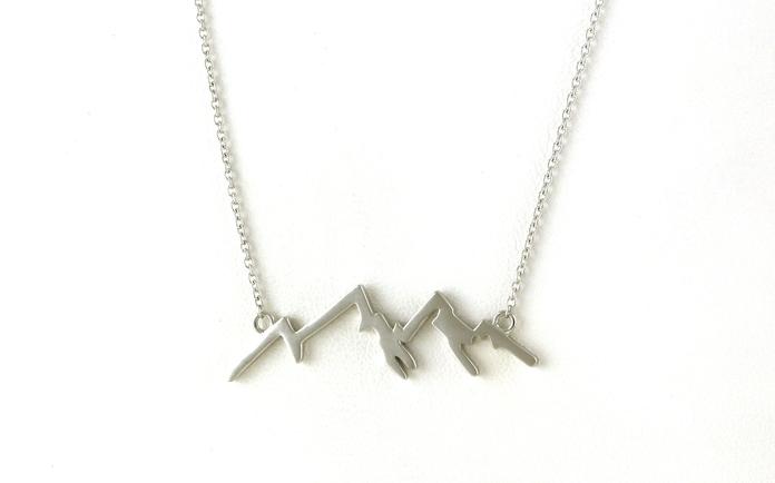 content/products/Mountain Ridgeline Necklace on Split Chain with Satin Finish in White Gold