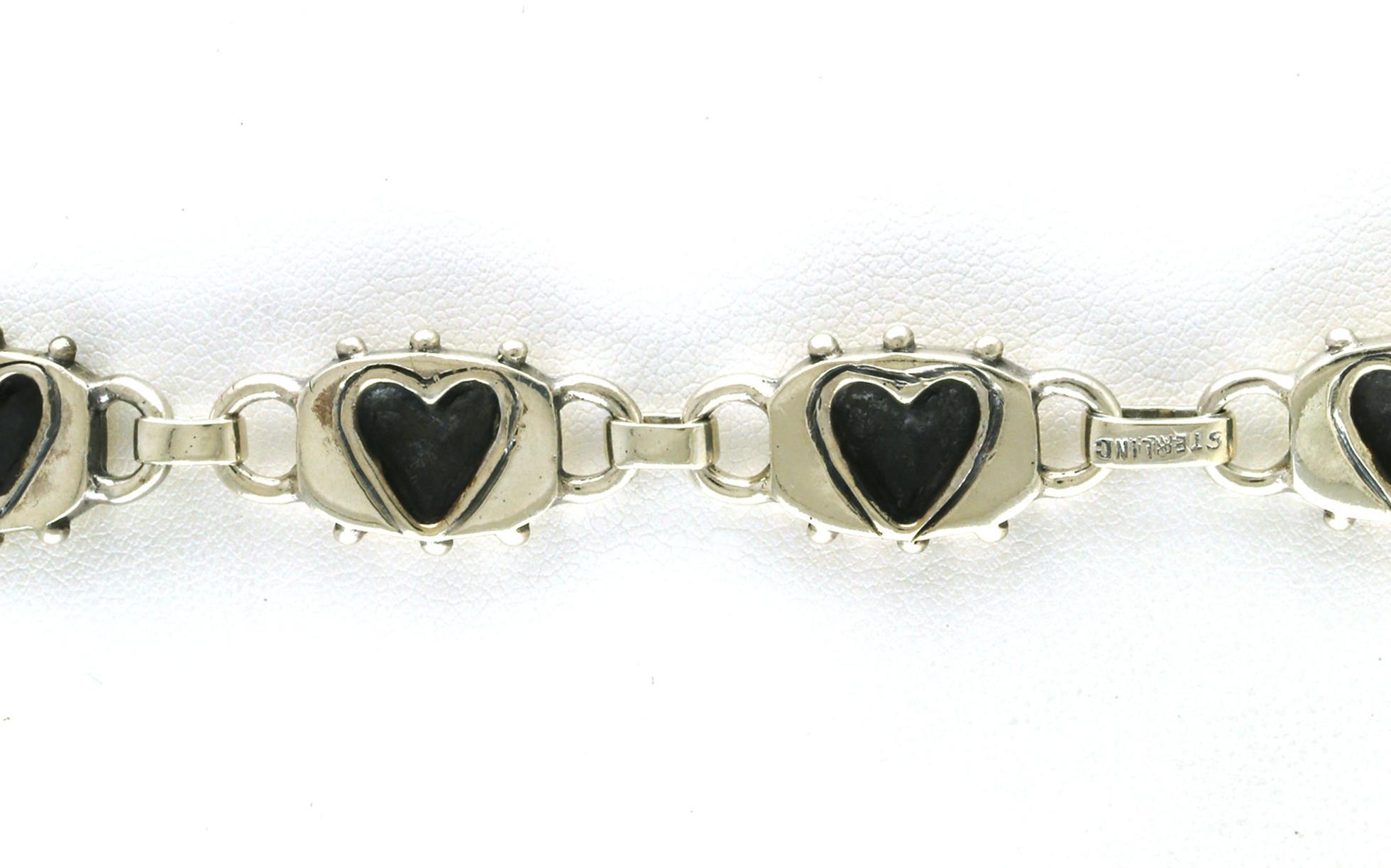 Estate Piece: Flattened Heart Bracelet in Sterling Silver