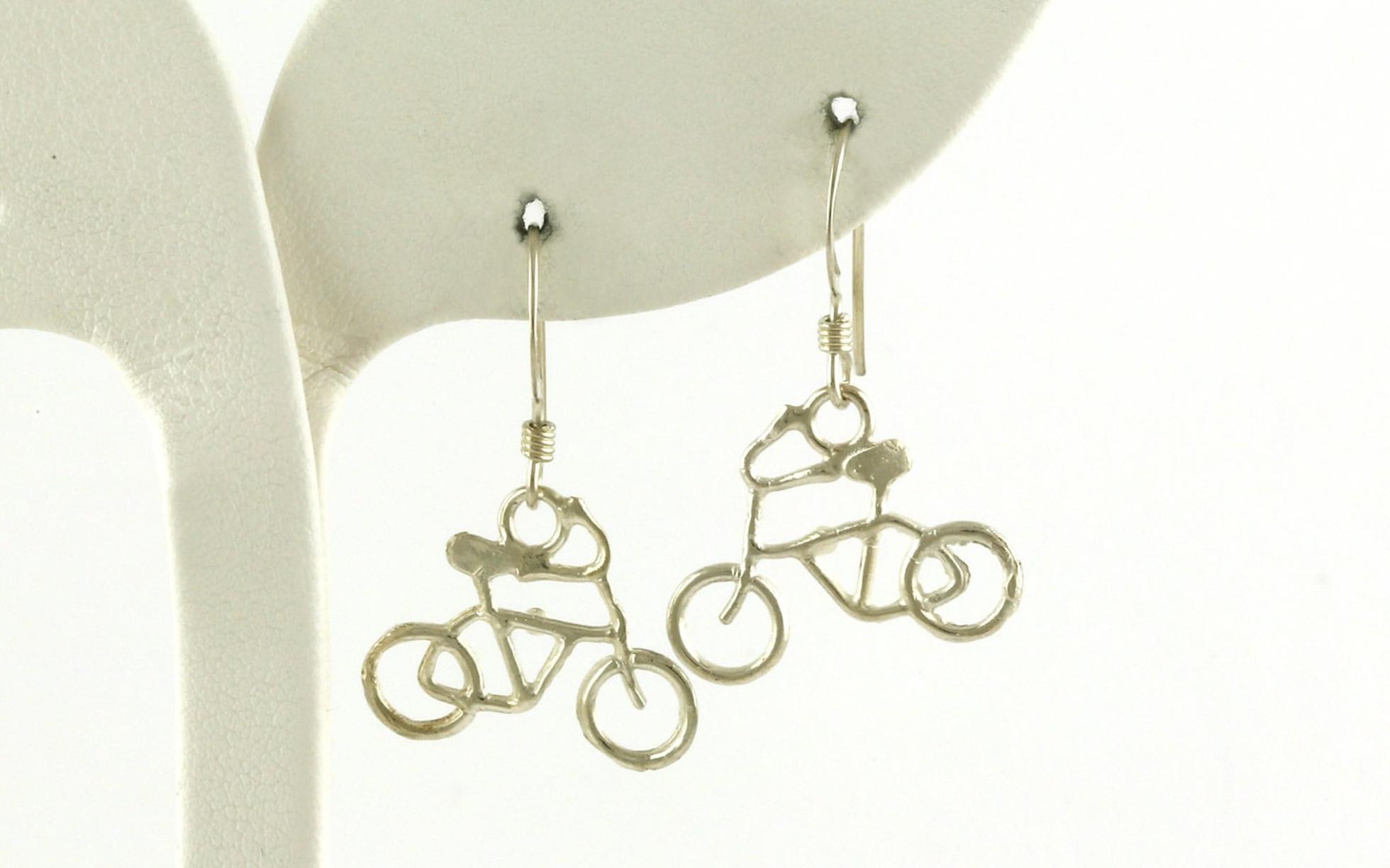 Estate Piece: Bicycle Dangle Earrings in Sterling Silver