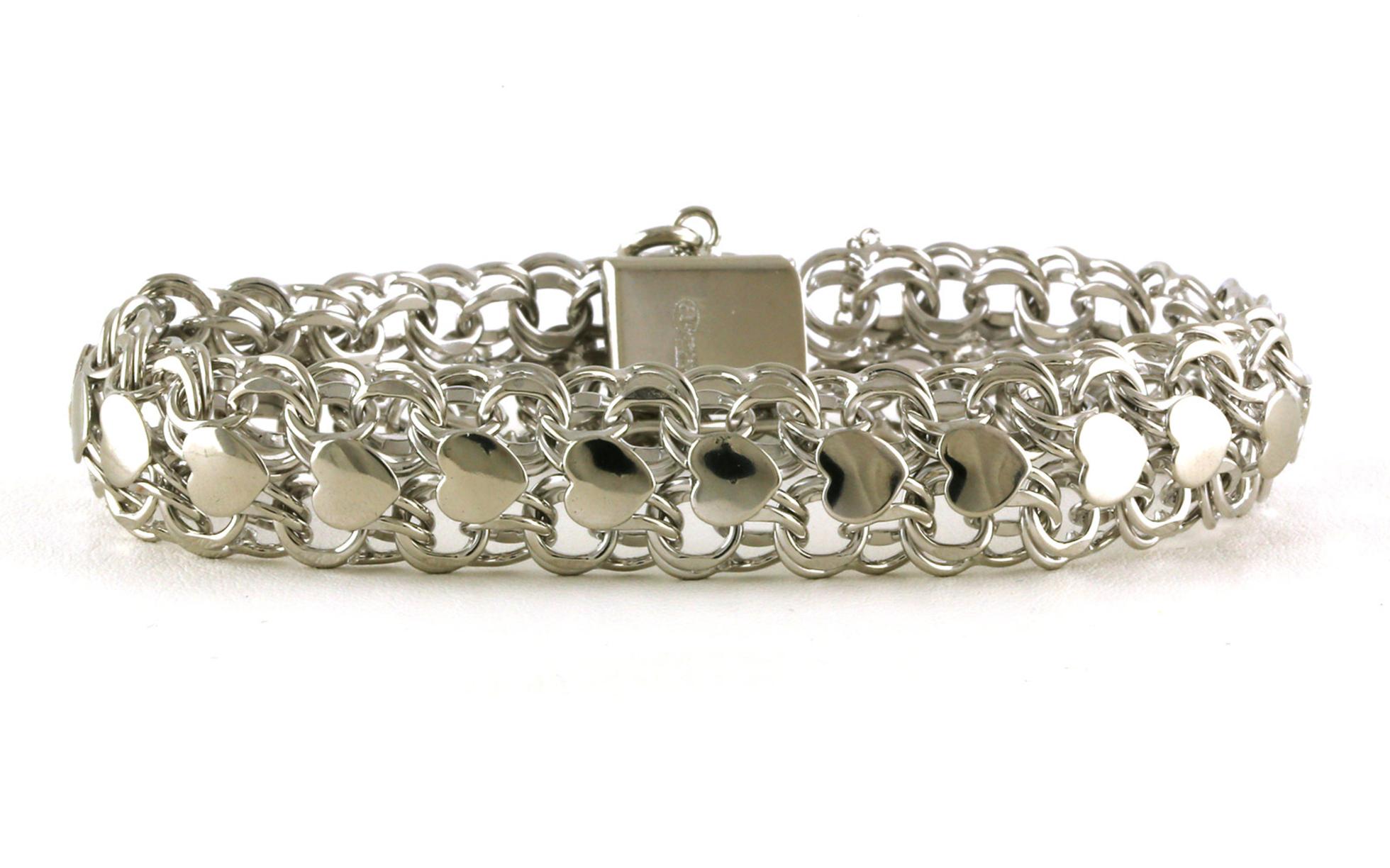 Estate Piece: Heart Fancy Link Chain Bracelet in Sterling Silver