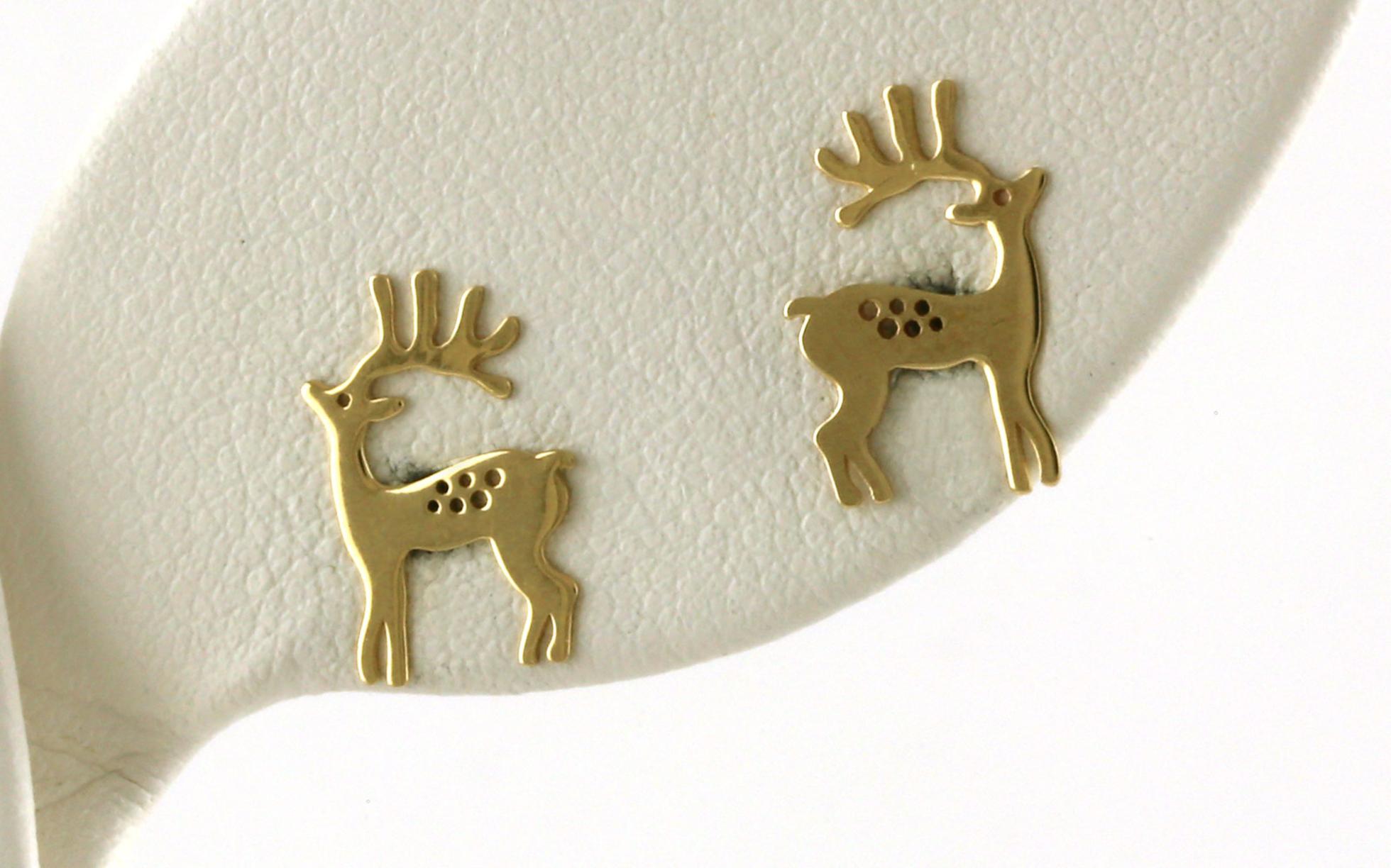 Deer Stud Earrings in Yellow Gold