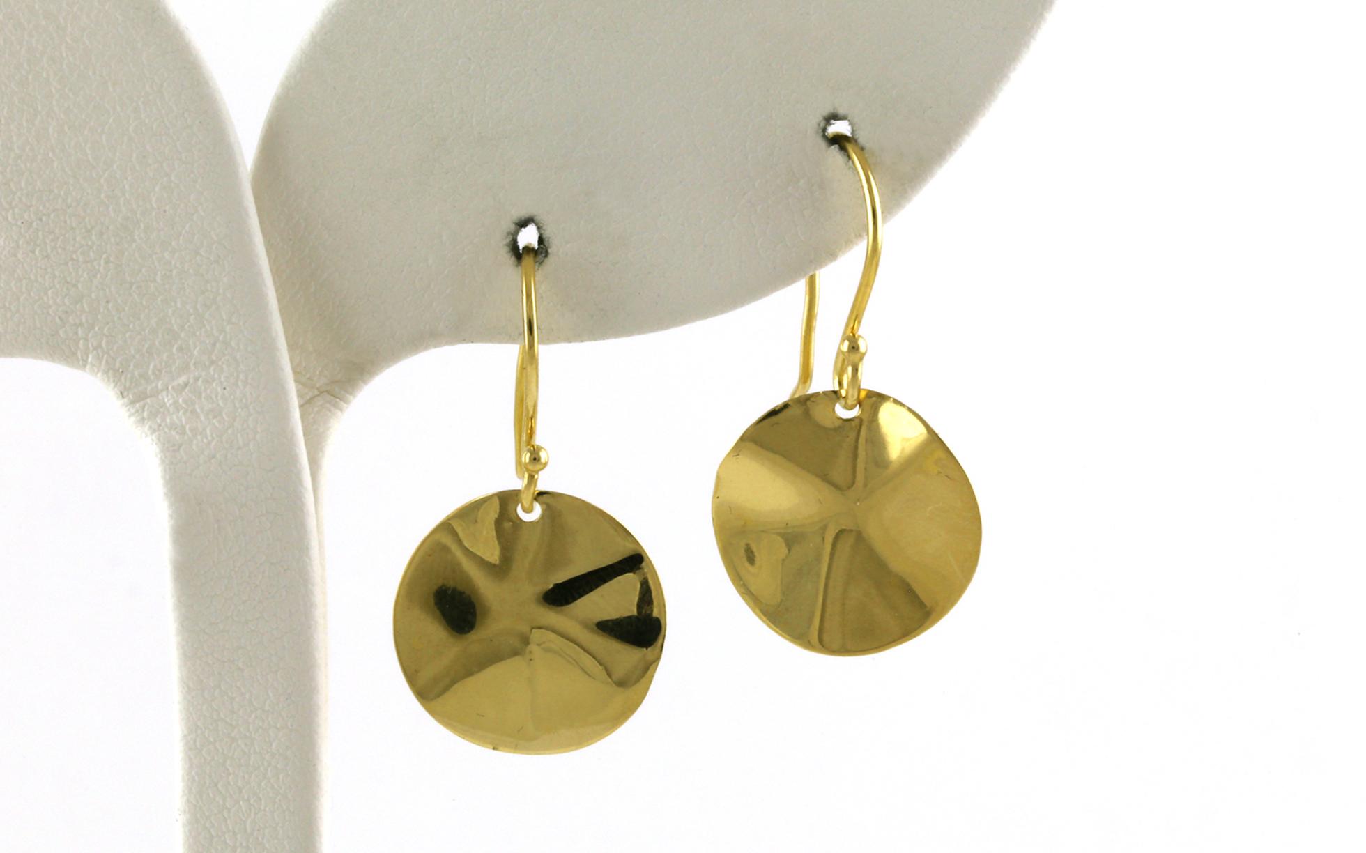 Estate Piece: Ippolita Wavy Disc Dangle Earrings in Yellow Gold