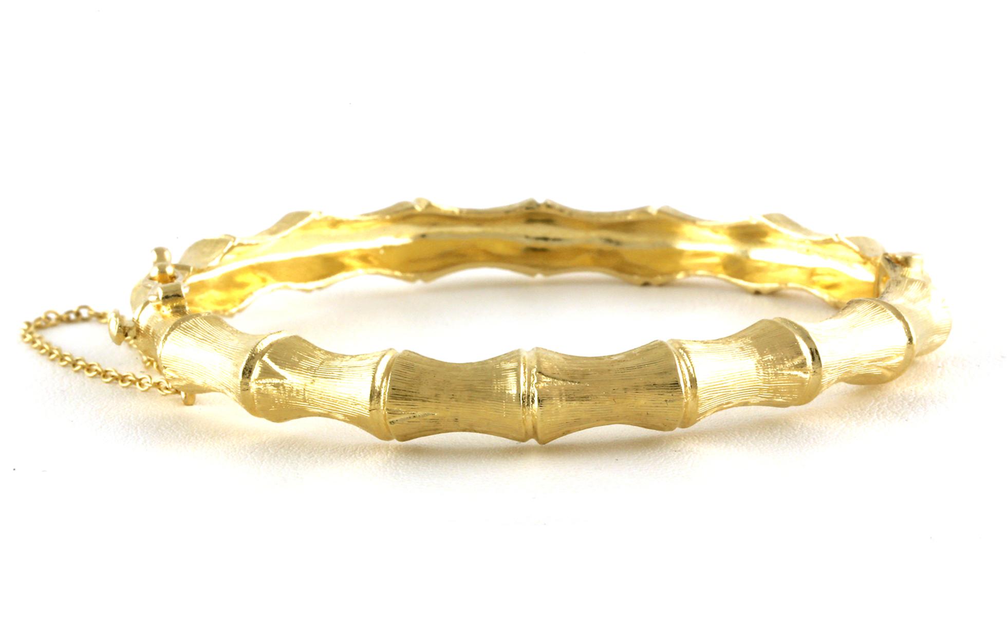 Estate Piece: Bamboo Hinged Bangle Bracelet in Yellow Gold