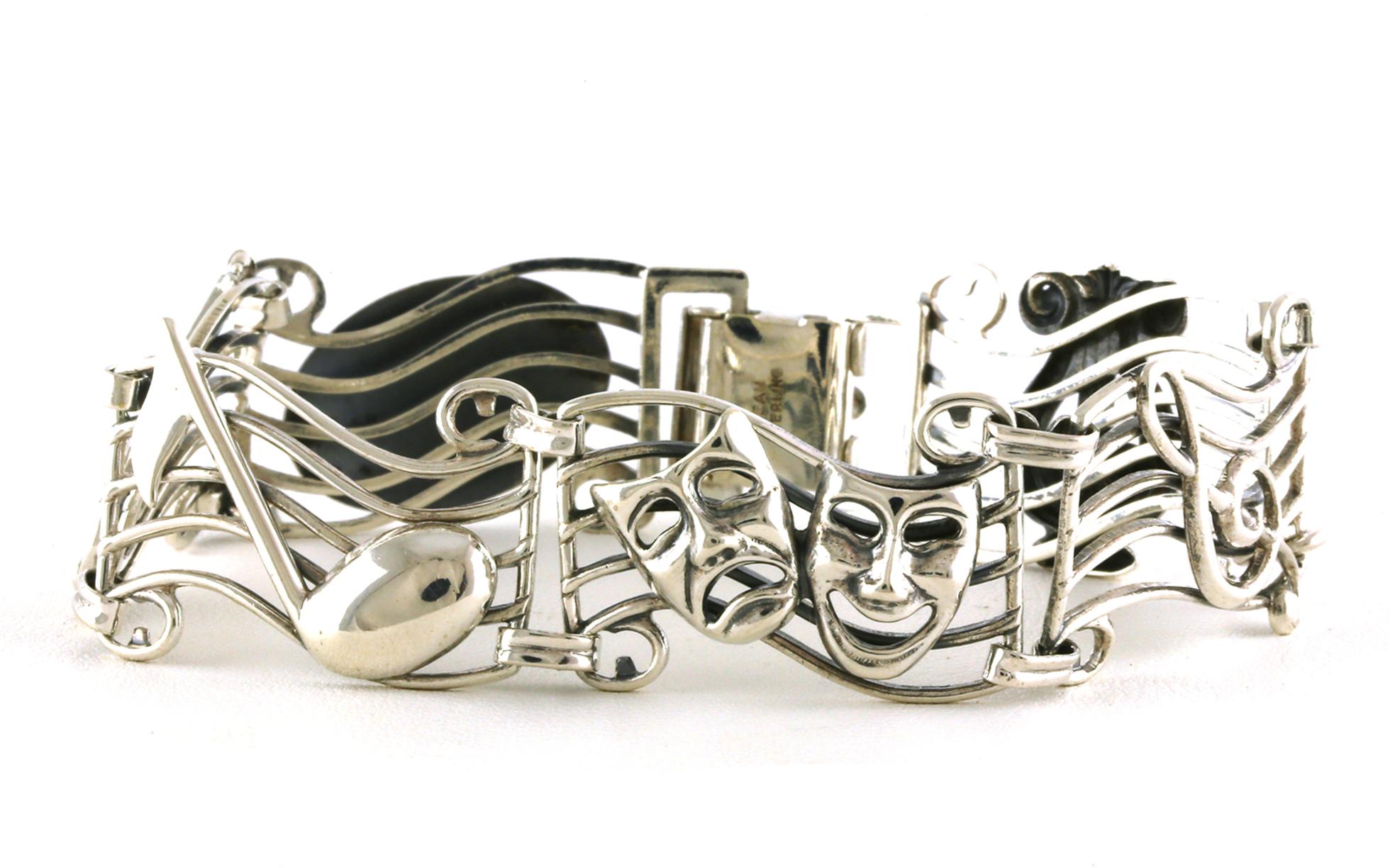 Estate Piece: Music and Theatre Bracelet in Sterling Silver