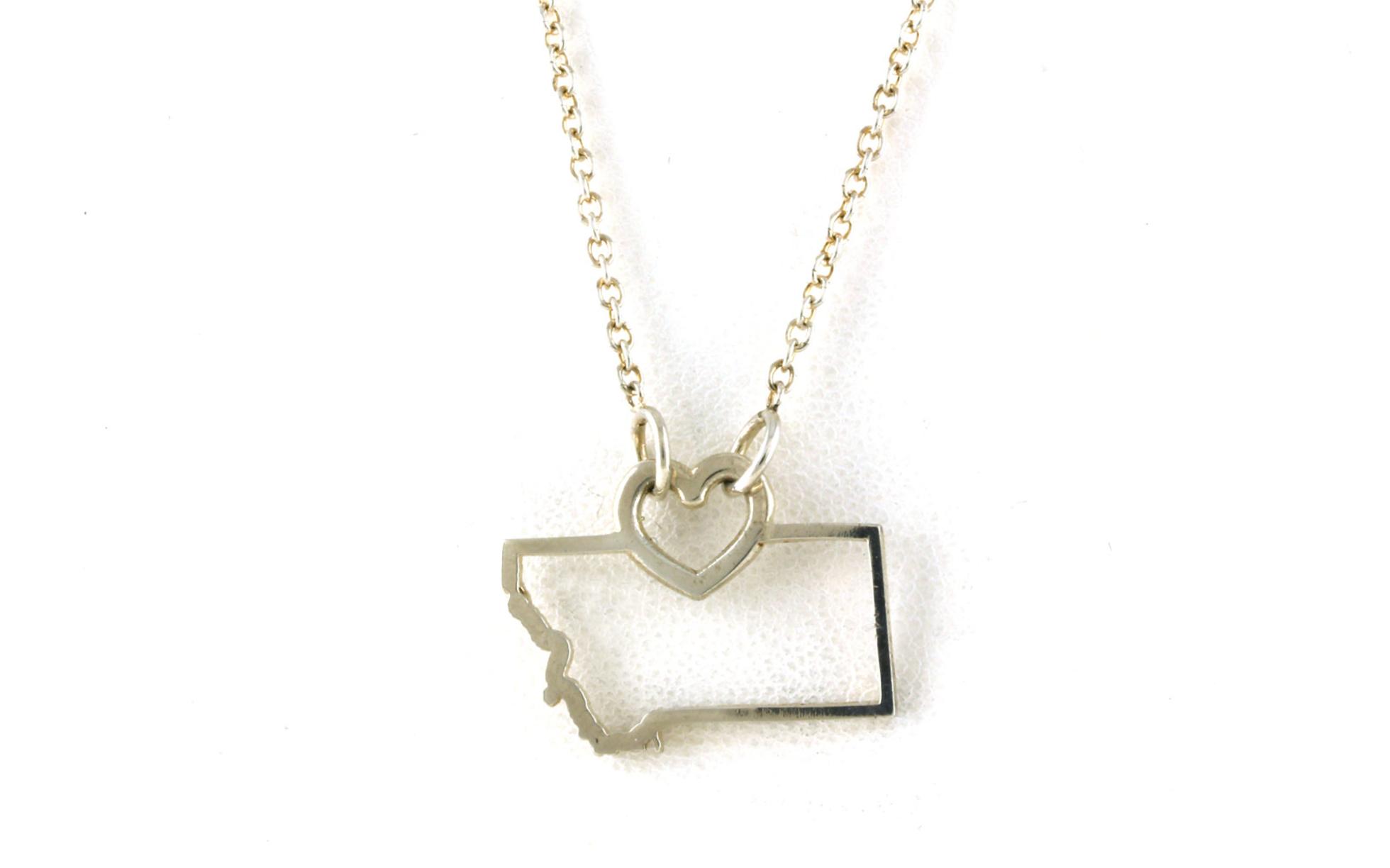 Montana Outline Heart Necklace in Sterling Silver