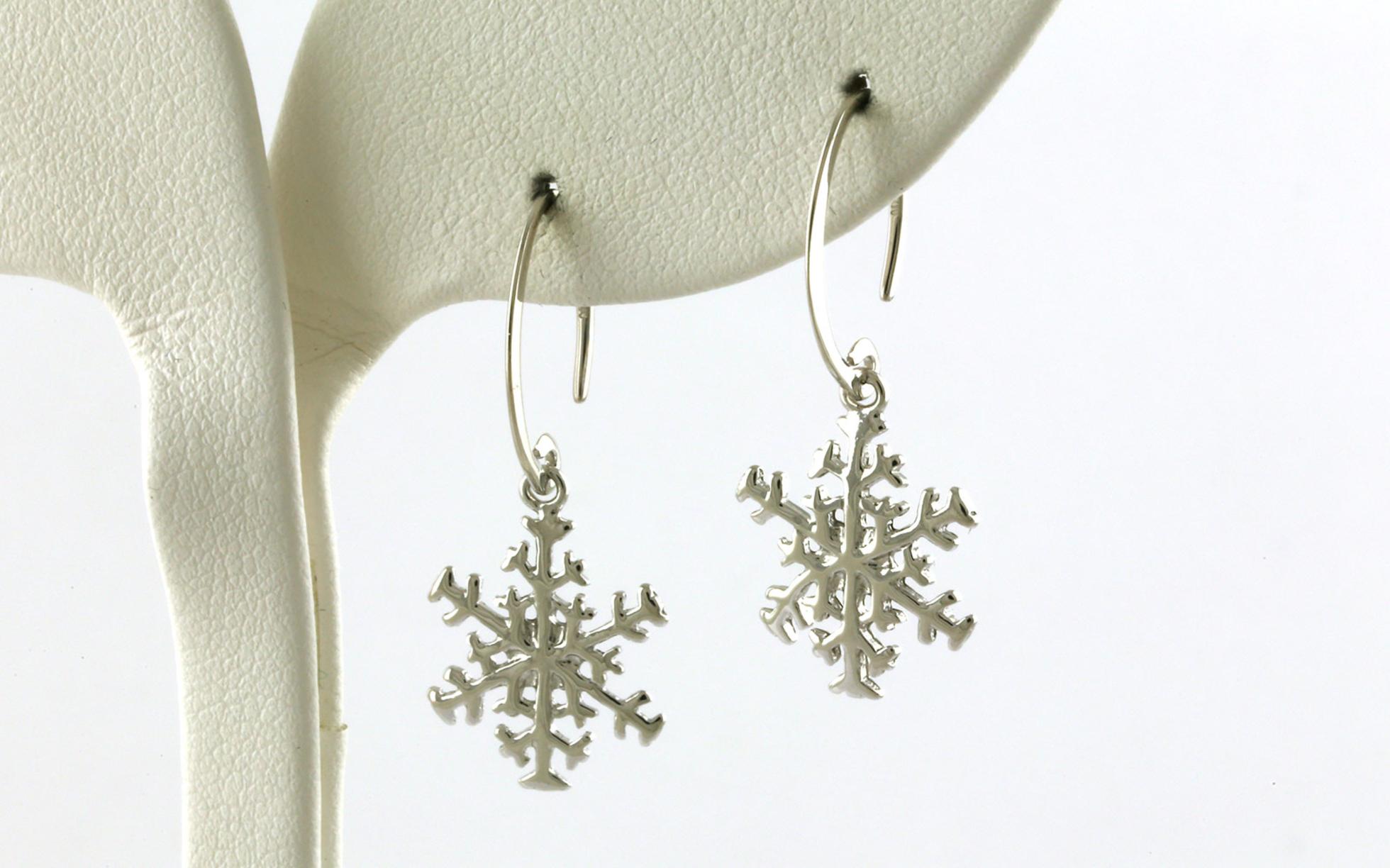 Sweep-style Snowflake Dangle Earrings in Sterling Silver