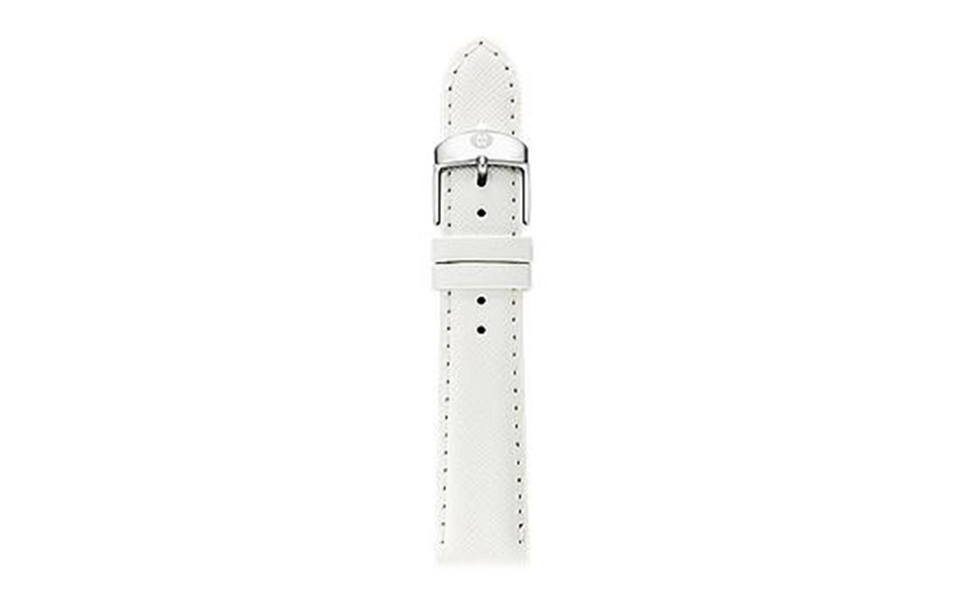 Michele Watch Strap: 16mm Bright White Leather