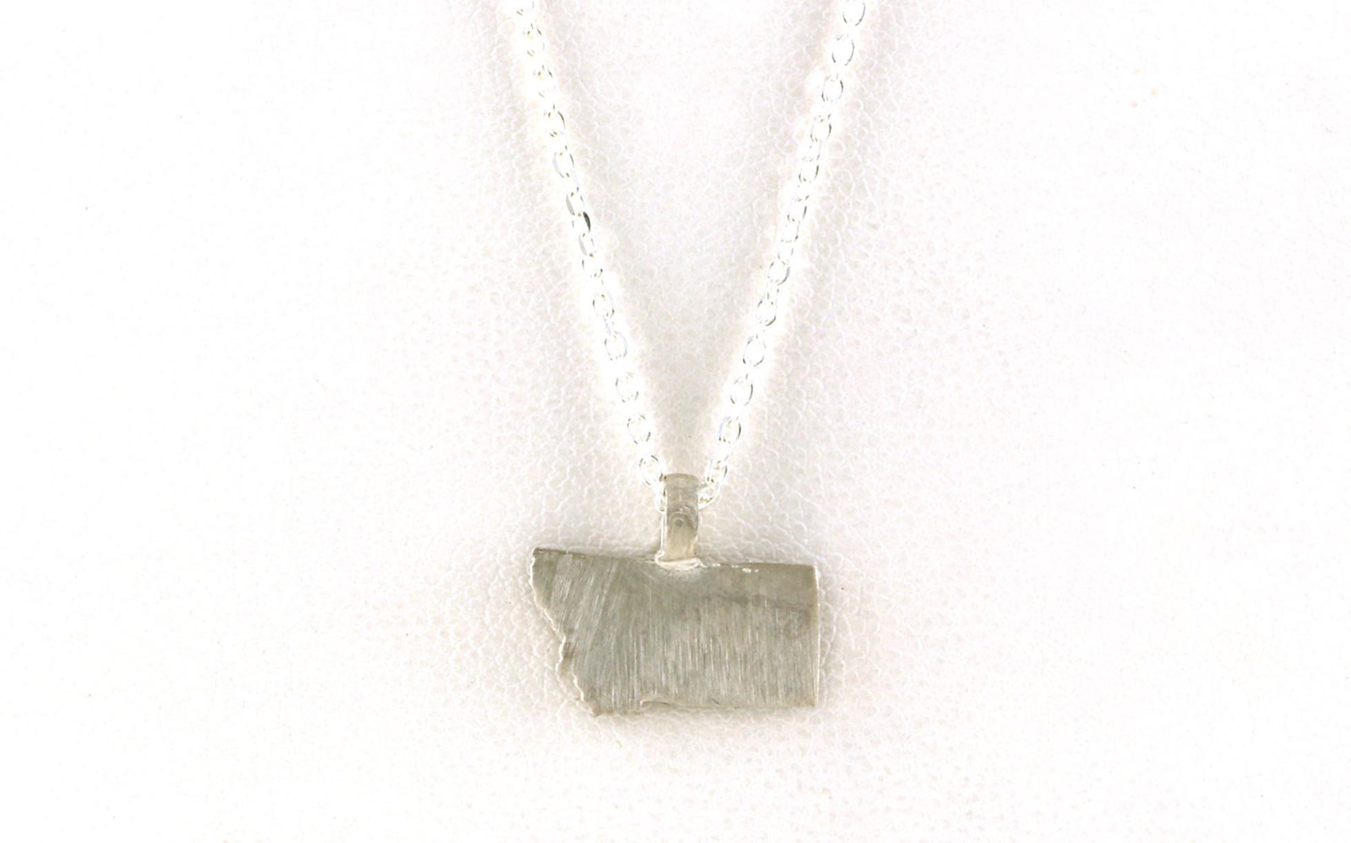 Petite State of Montana Necklace with Satin Finish in Sterling Silver