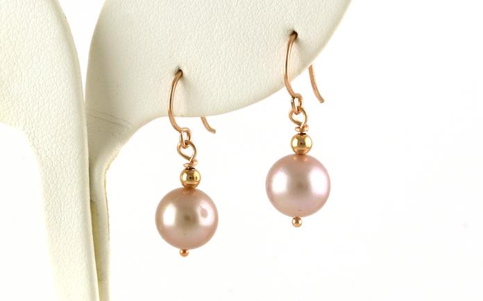 content/products/Pink Pearl Dangle Earrings in Rose Gold (9 - 10mm)